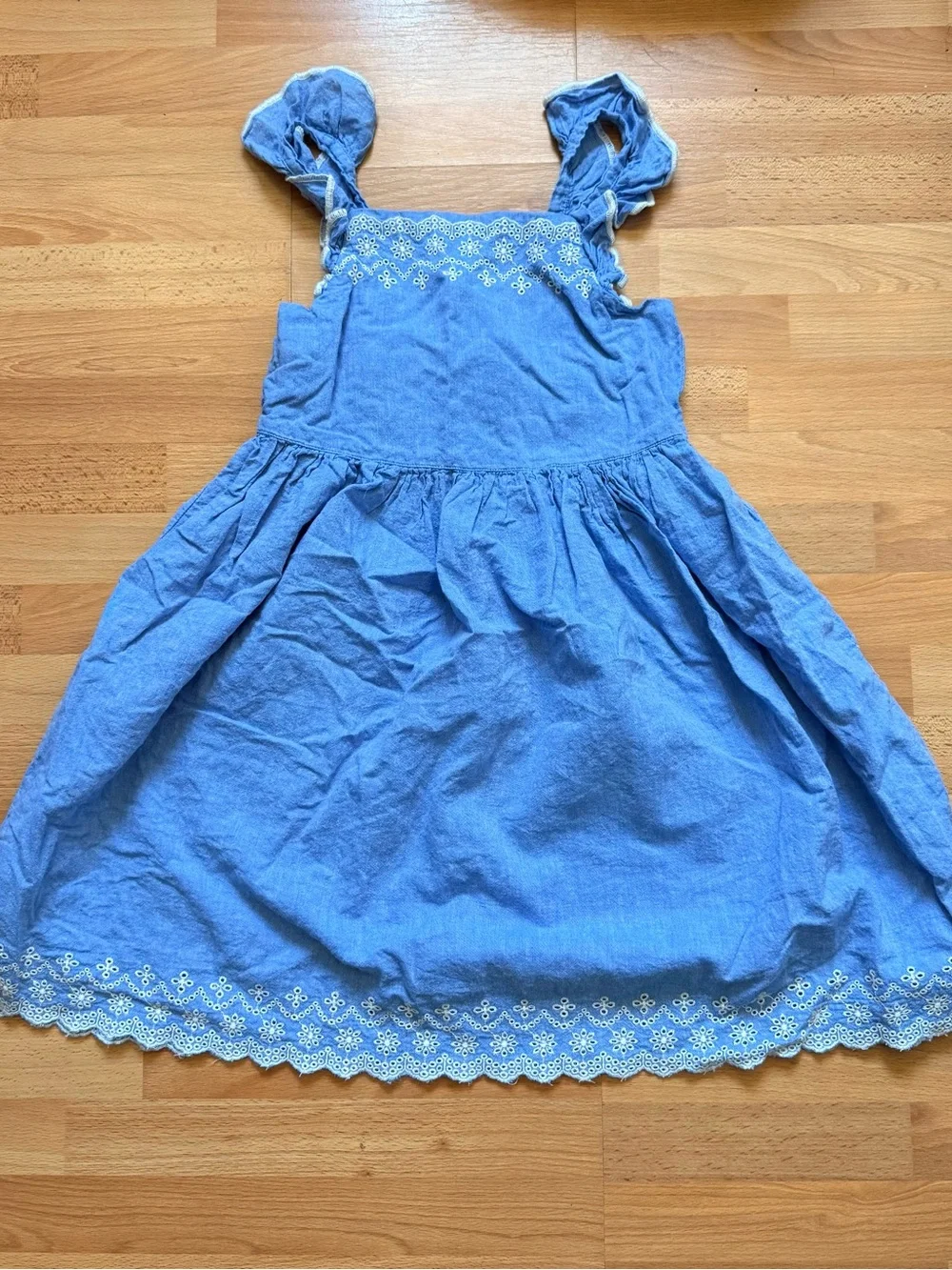 Girls Blue Embroidered Sundress